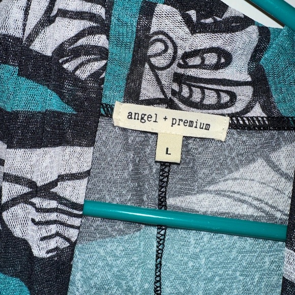 Angel + Premium L Womens Open Front Sheer Cover-up Green Black White - Picture 3 of 6